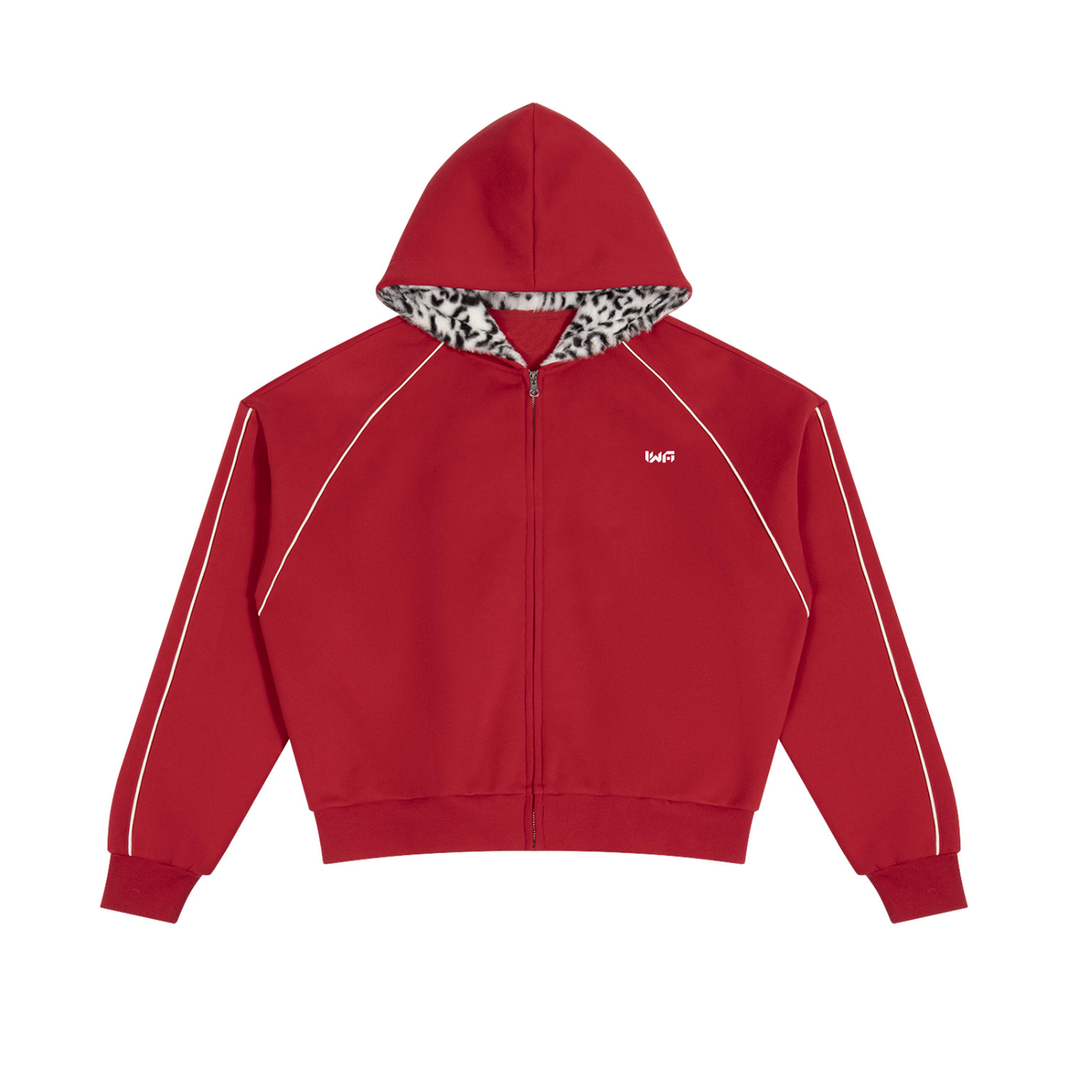 Unisex Boxy Fleece Piping Full Zip Hoodie