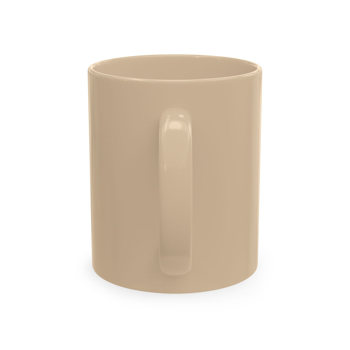 IWA Monogram Ceramic Mug — Minimalist Beige Coffee Cup with Bold Blue Letters