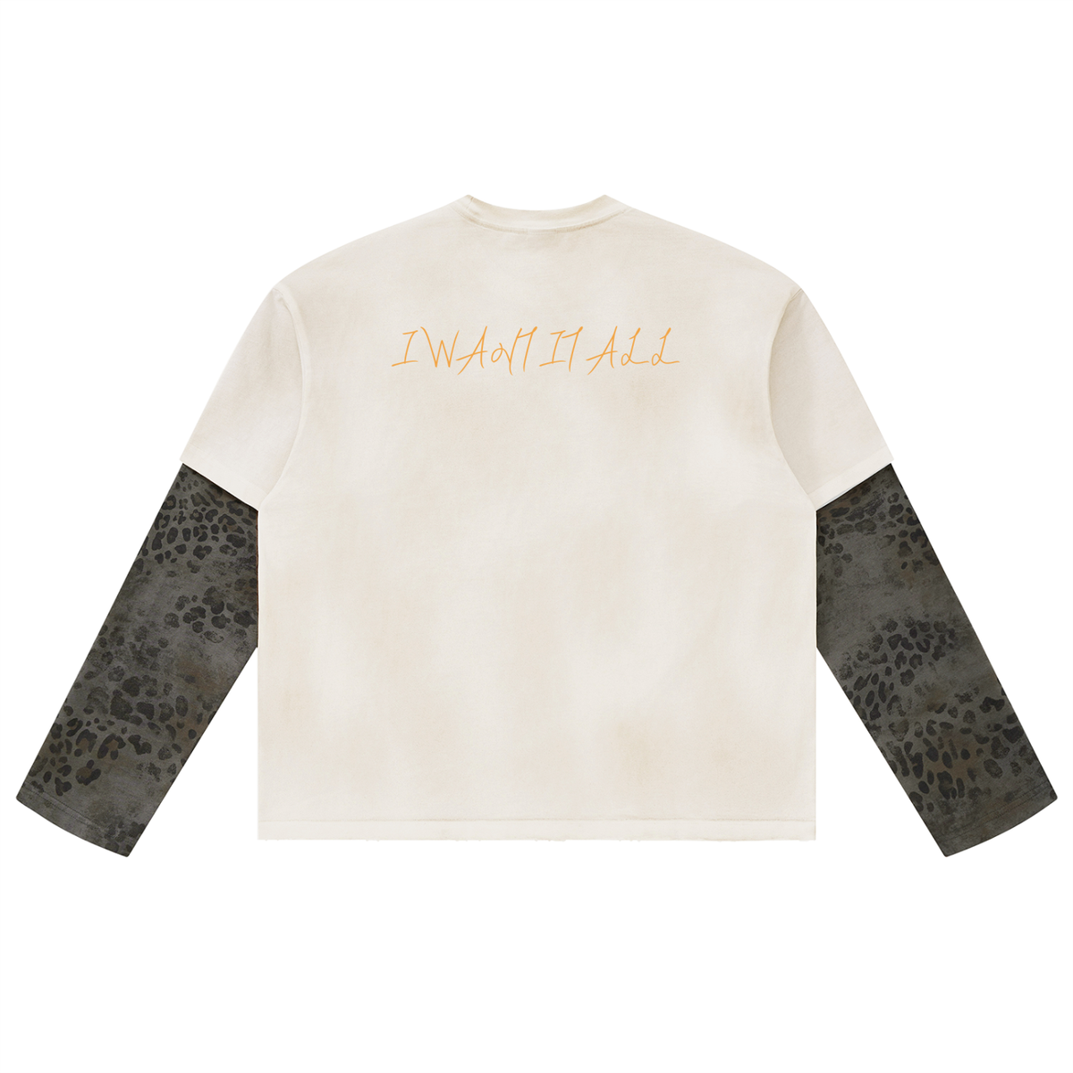 Unisex Vintage Wash Leopard Paneled Layer T-Shirt