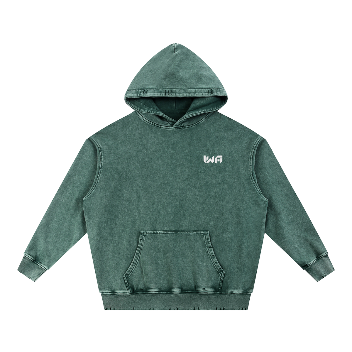 Snow Wash Hand-Frayed Heavyweight  Hoodie