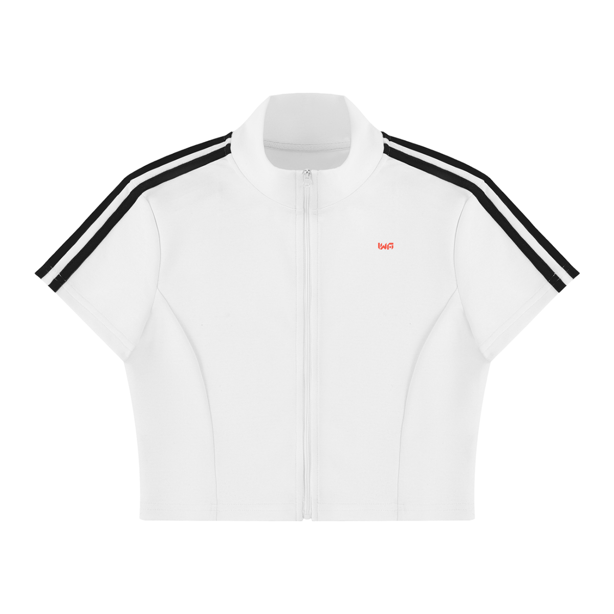 Women's Cropped Full Zip Short Sleeve T-Shirt