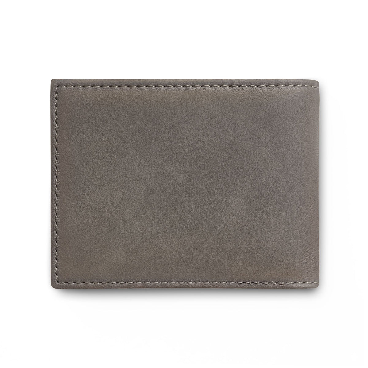Gray Leather Bi-Fold Wallet with Flip — Personalized IWA Monogram