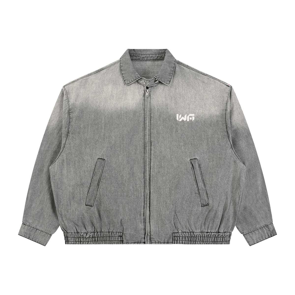 Unisex Vintage Wash Full-Zip Denim Jacket