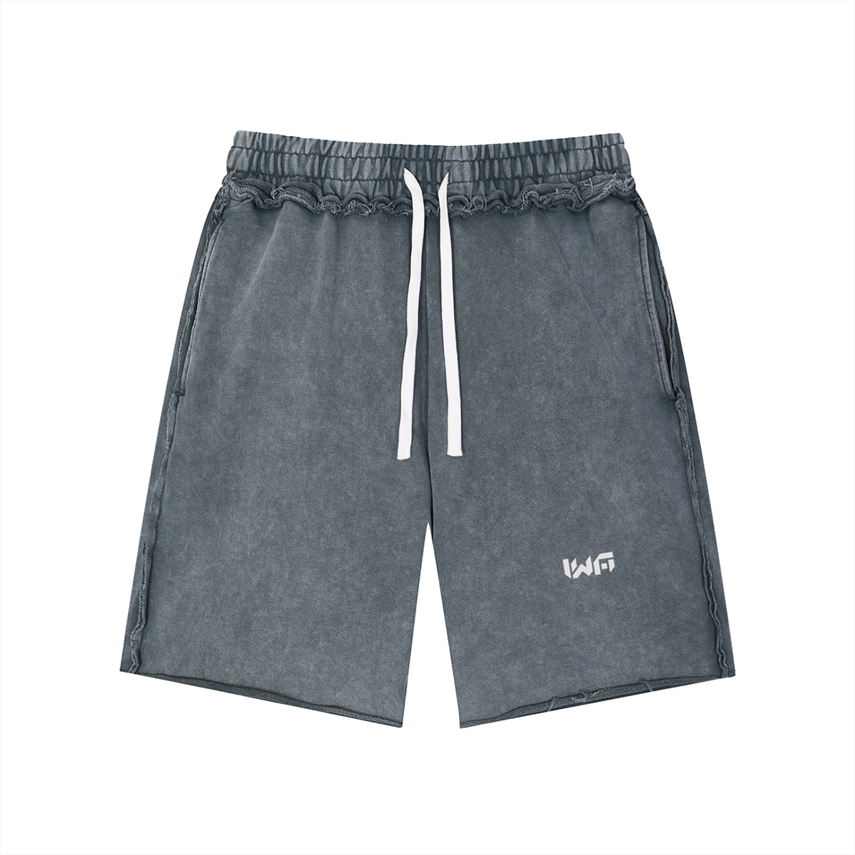 Unisex Mineral Wash Raw Edge Shorts