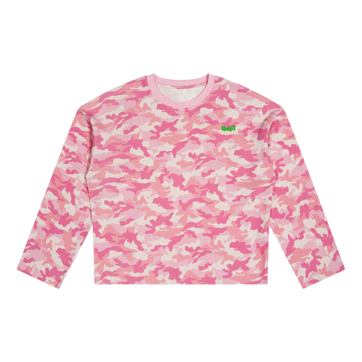 Unisex Camo Waffle Raw Edge T-Shirt