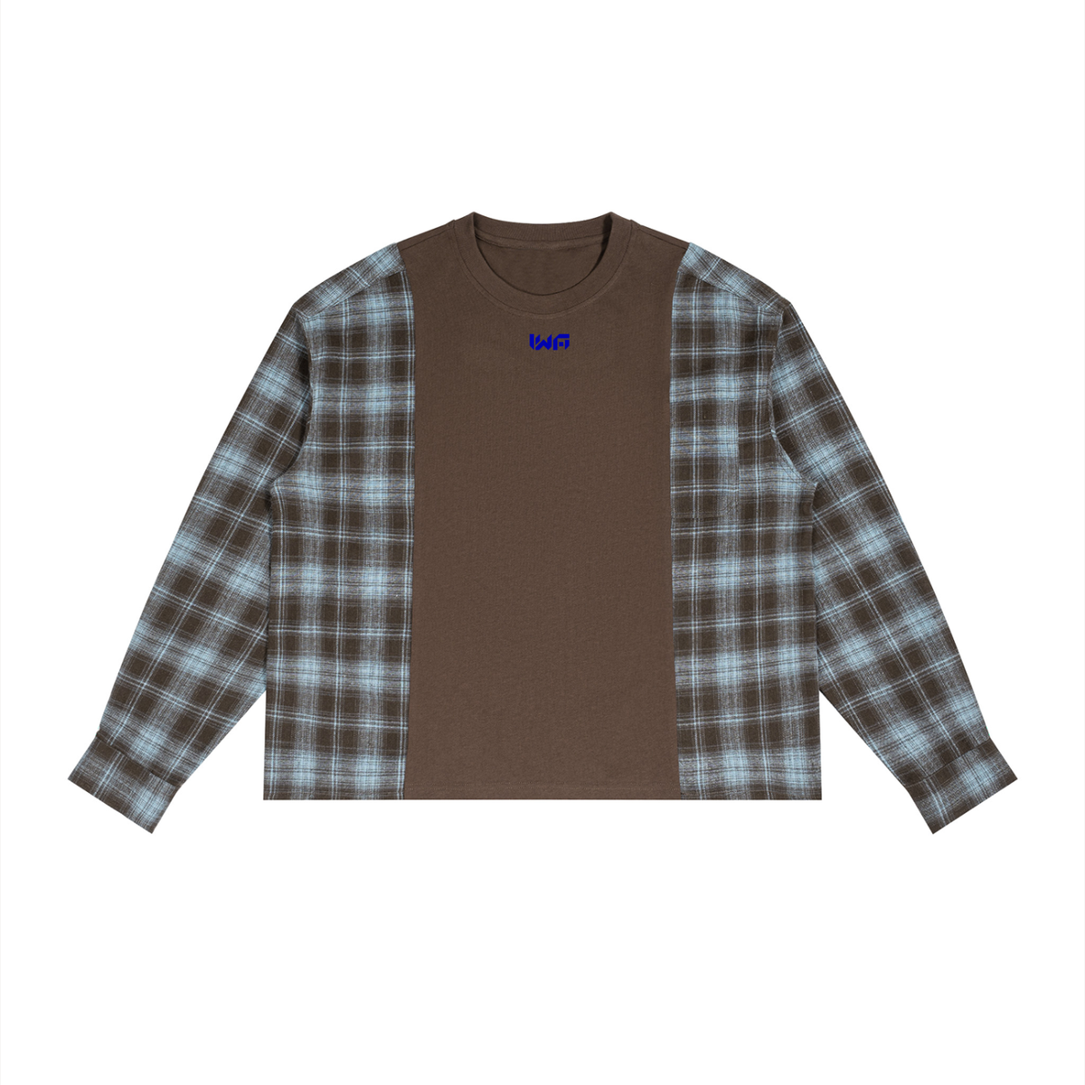 Unisex Plaid Panel Long Sleeve T-Shirt