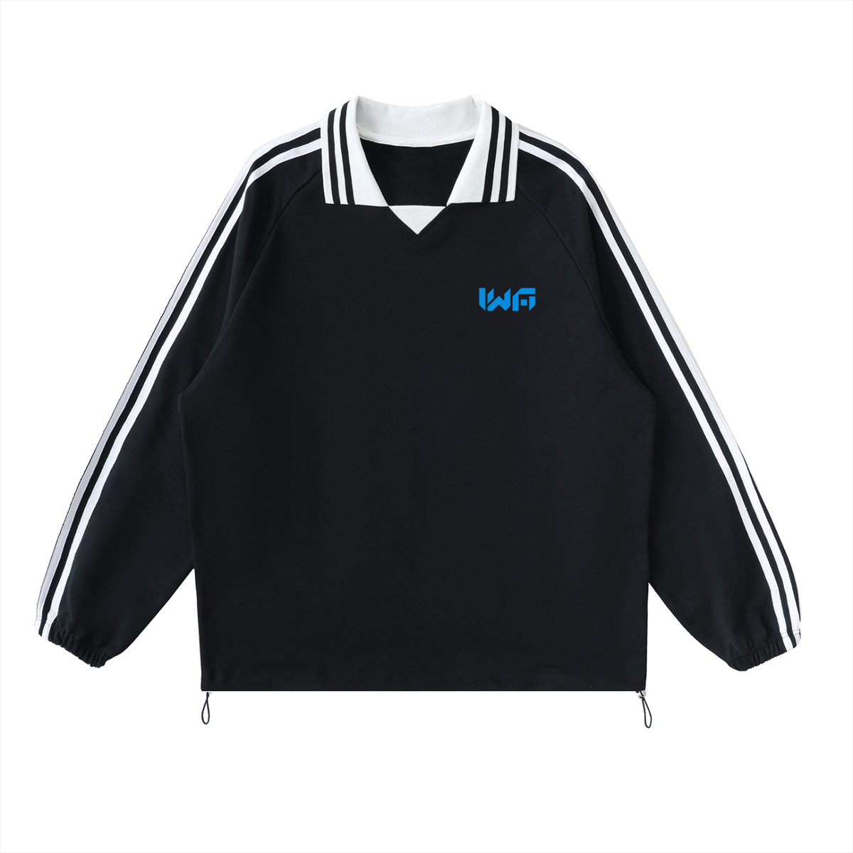 Contrast Striped Lapel Collar Sweatshirt