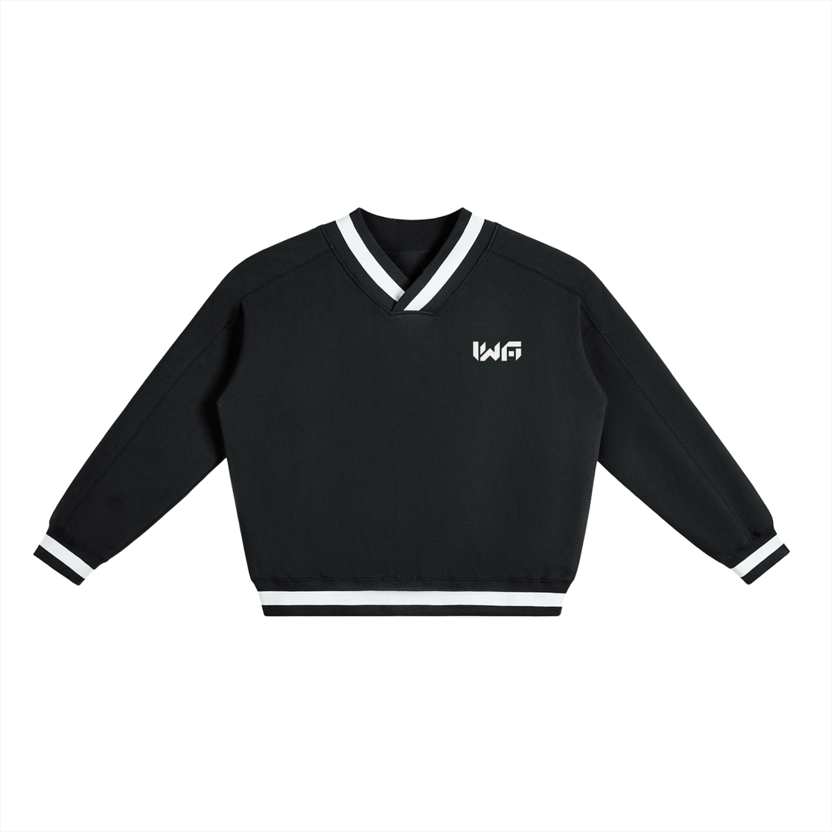 V-Neck Contrast Collar Boxy Sweatshirt