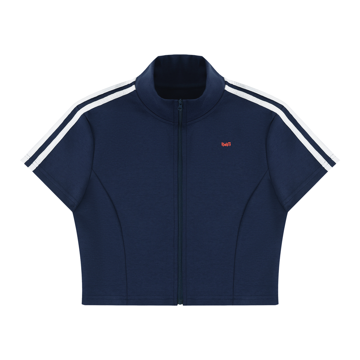 Women's Cropped Full Zip Short Sleeve T-Shirt