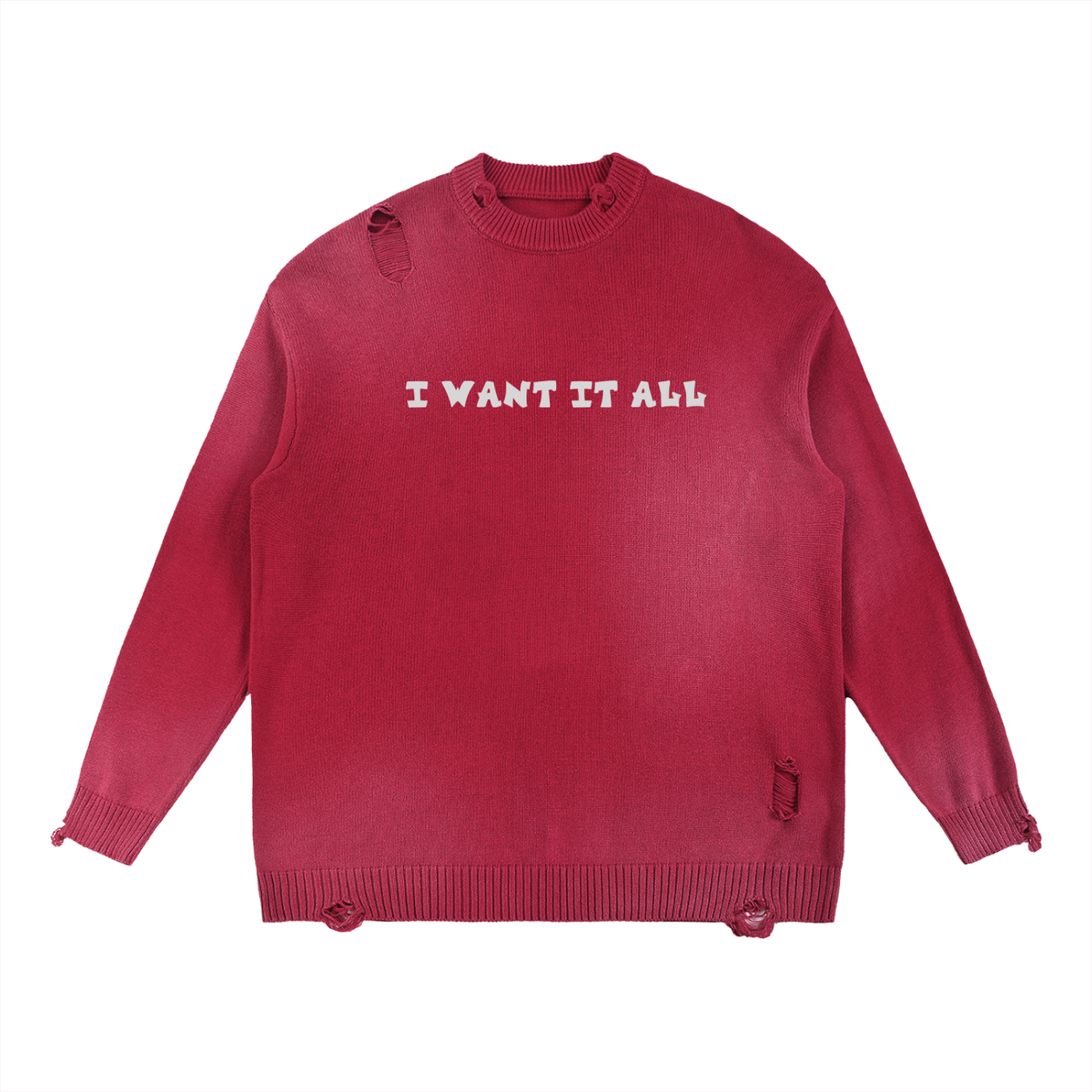 Sun Fade Distressed Ripped Crewneck sweater