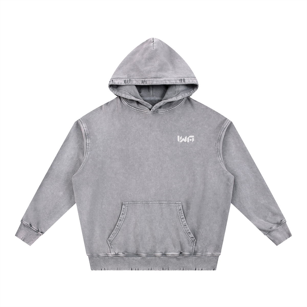 Snow Wash Hand-Frayed Heavyweight  Hoodie