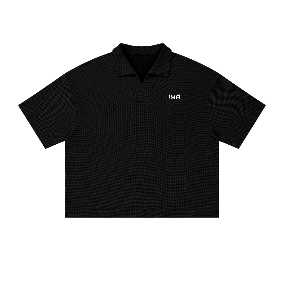 Unisex Vintage Wash Waffle Boxy Polo Shirt