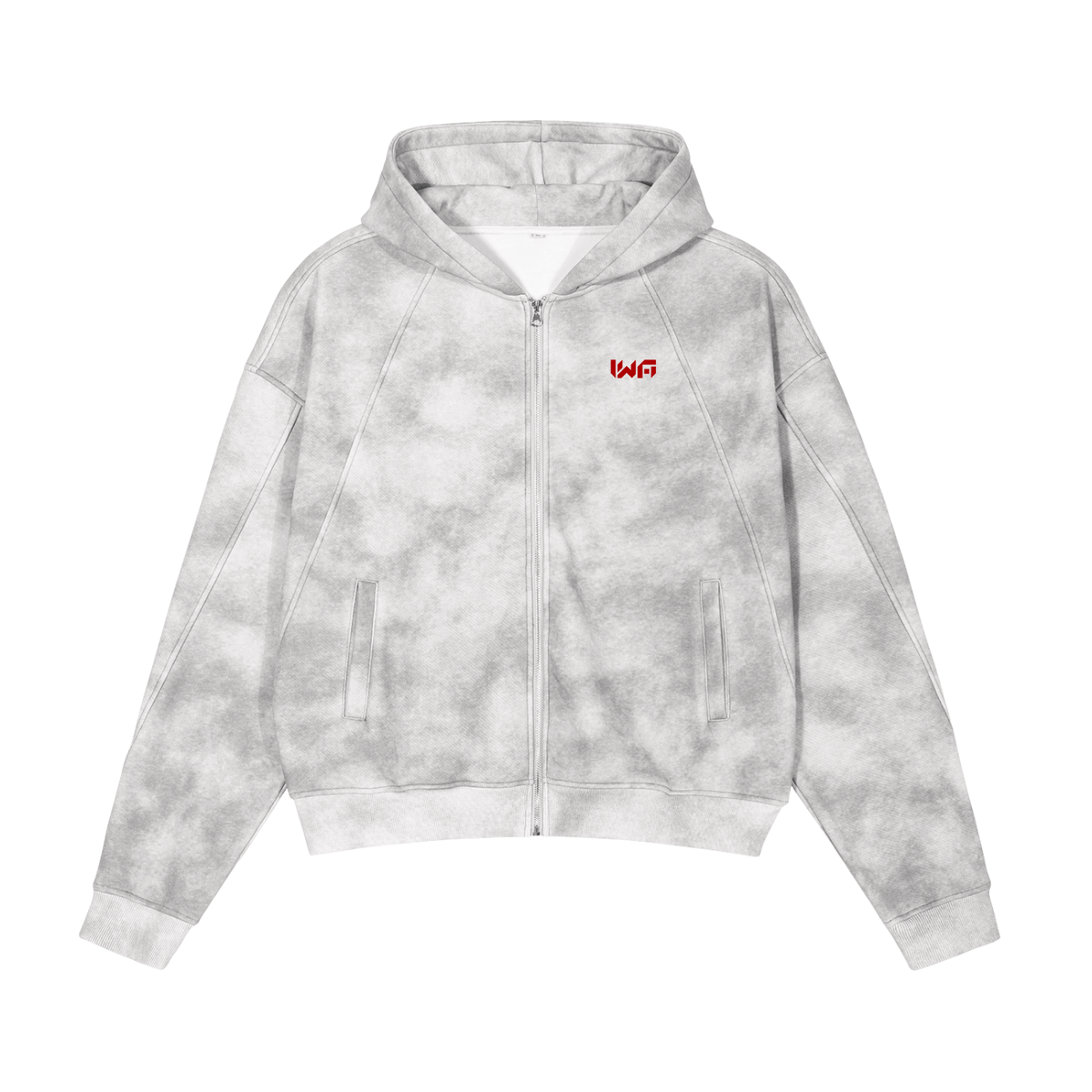 Dirty Washed Zip-Up Fleece Hoodie