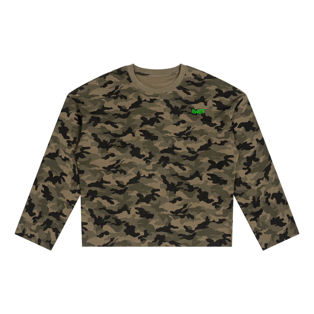 Unisex Camo Waffle Raw Edge T-Shirt