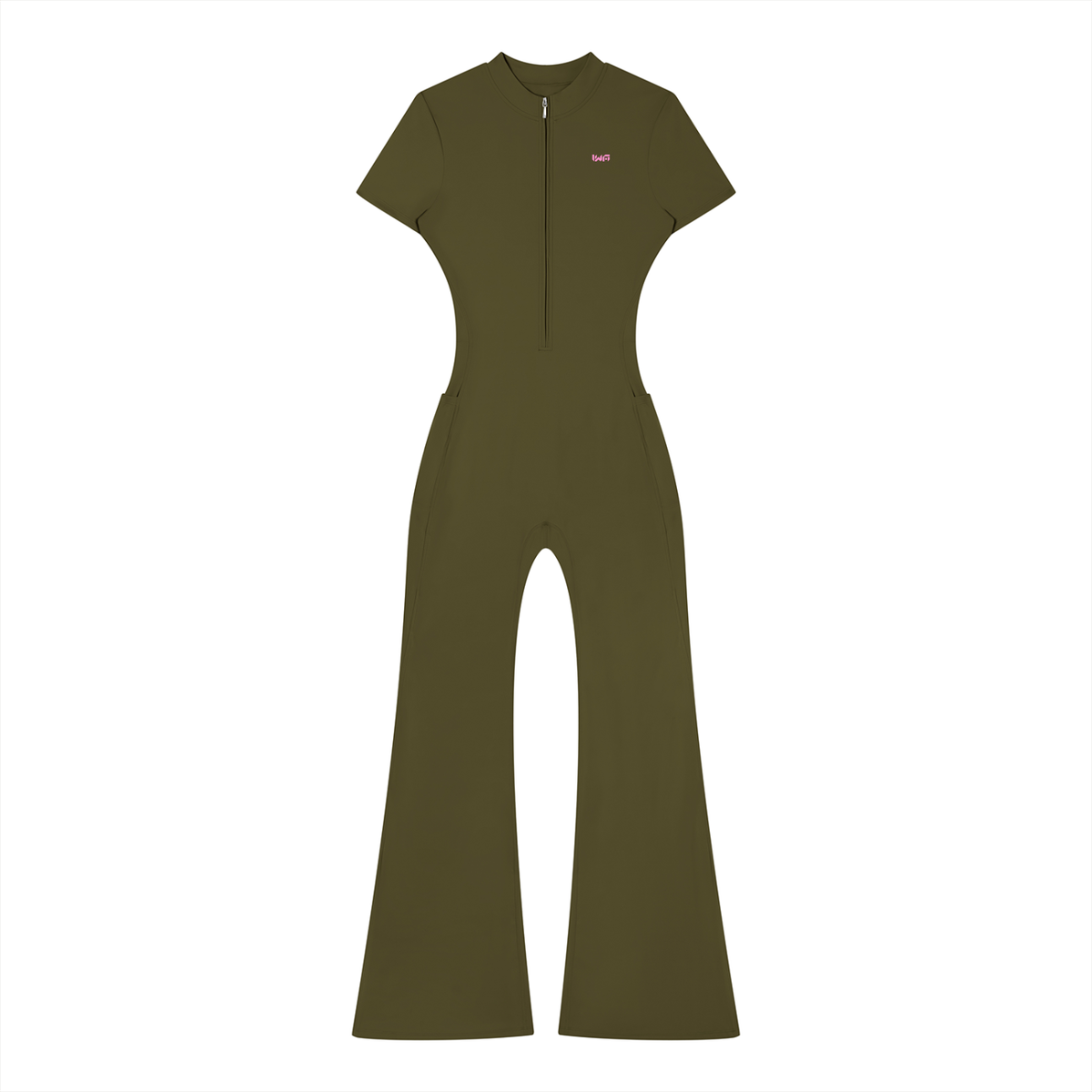 Women’s Tight Flared Leg Quarter-Zip Jumpsuit