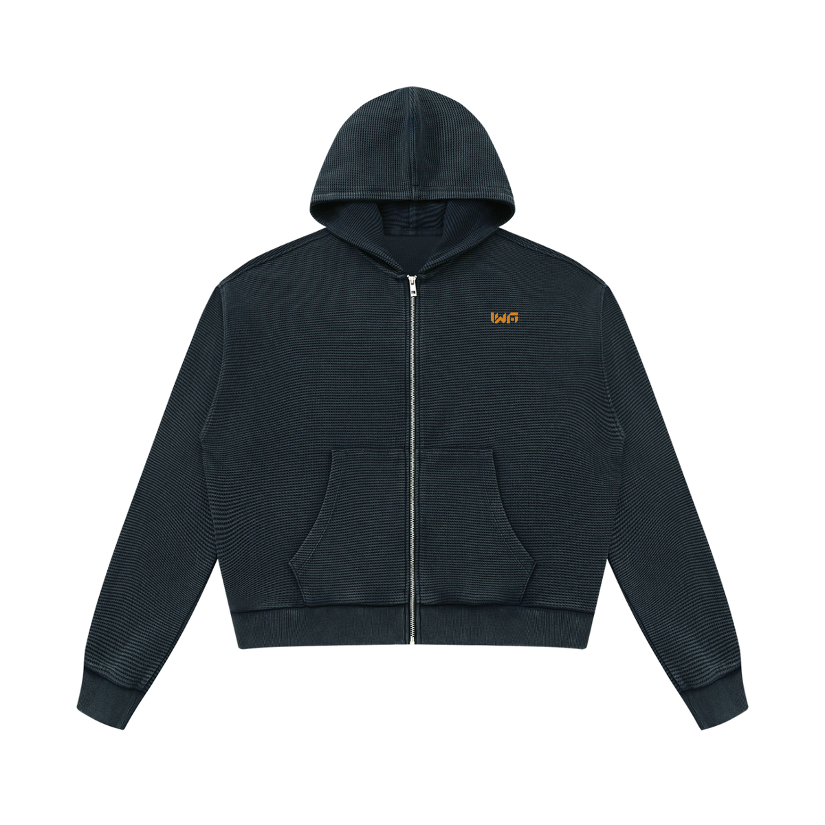 Unisex Mineral Wash Boxy Waffle Hoodie