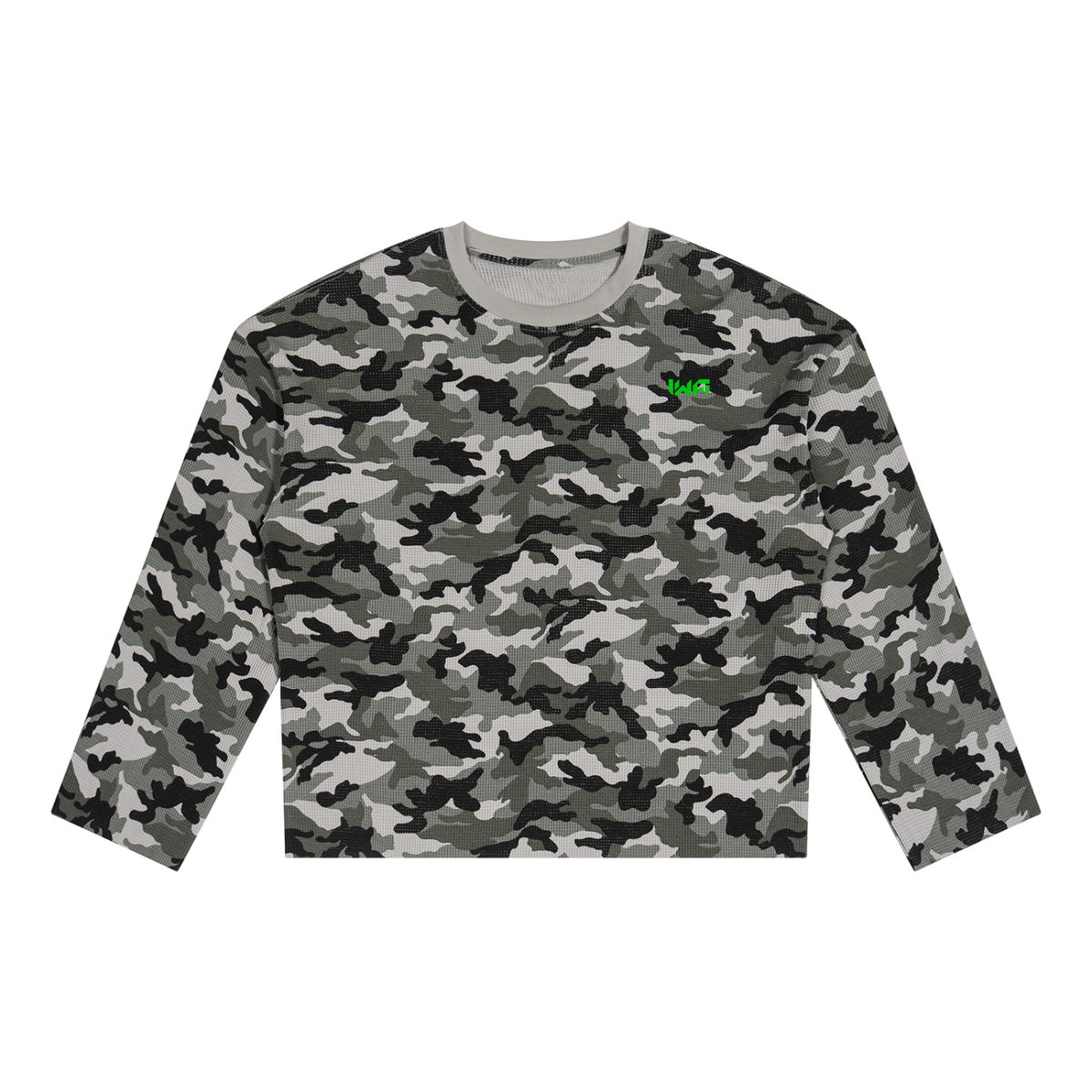 Unisex Camo Waffle Raw Edge T-Shirt