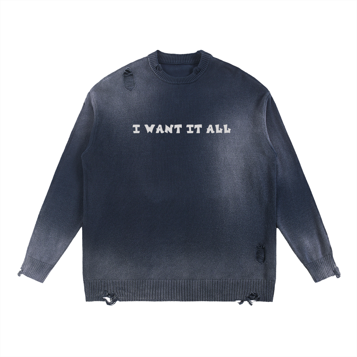 Sun Fade Distressed Ripped Crewneck sweater