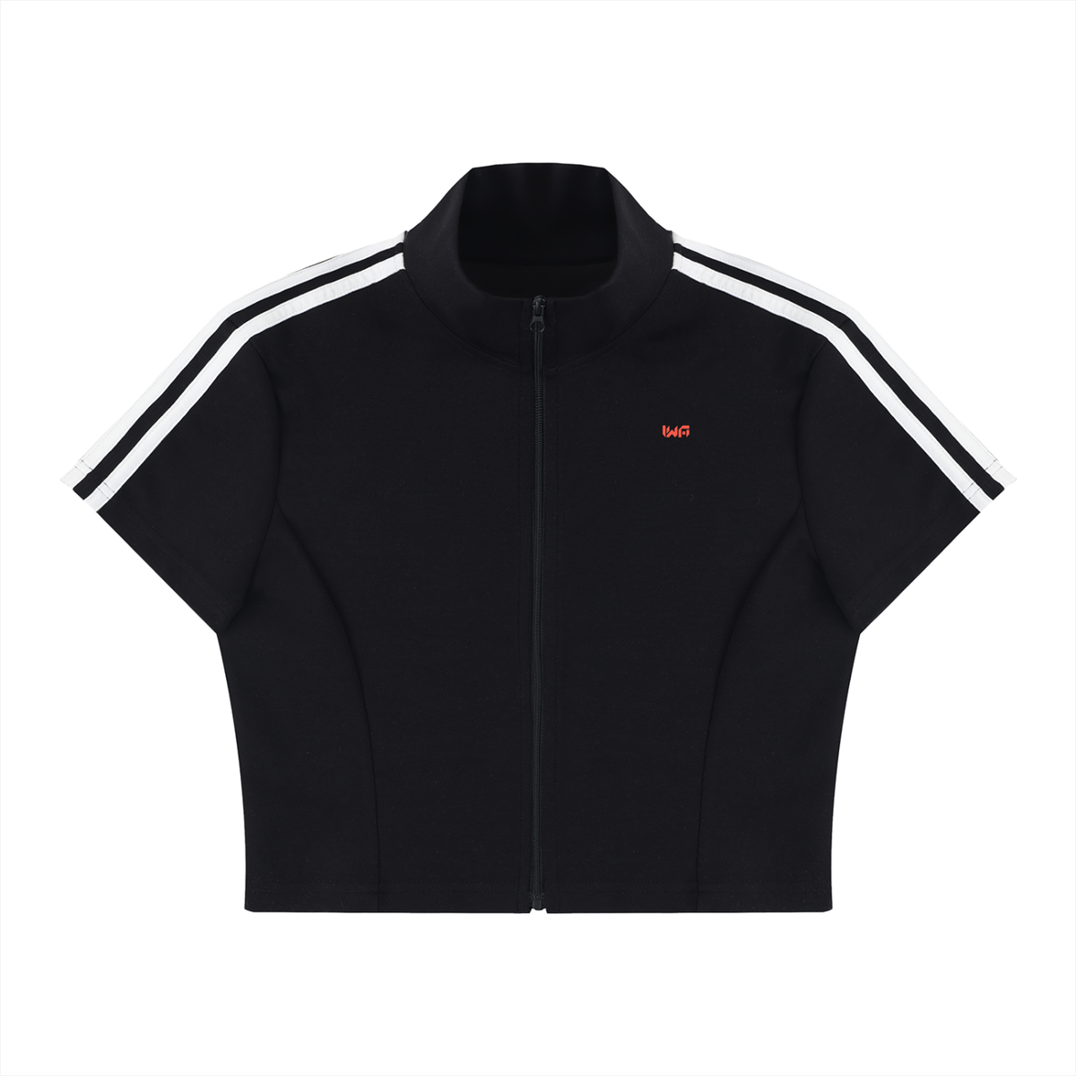 Women's Cropped Full Zip Short Sleeve T-Shirt