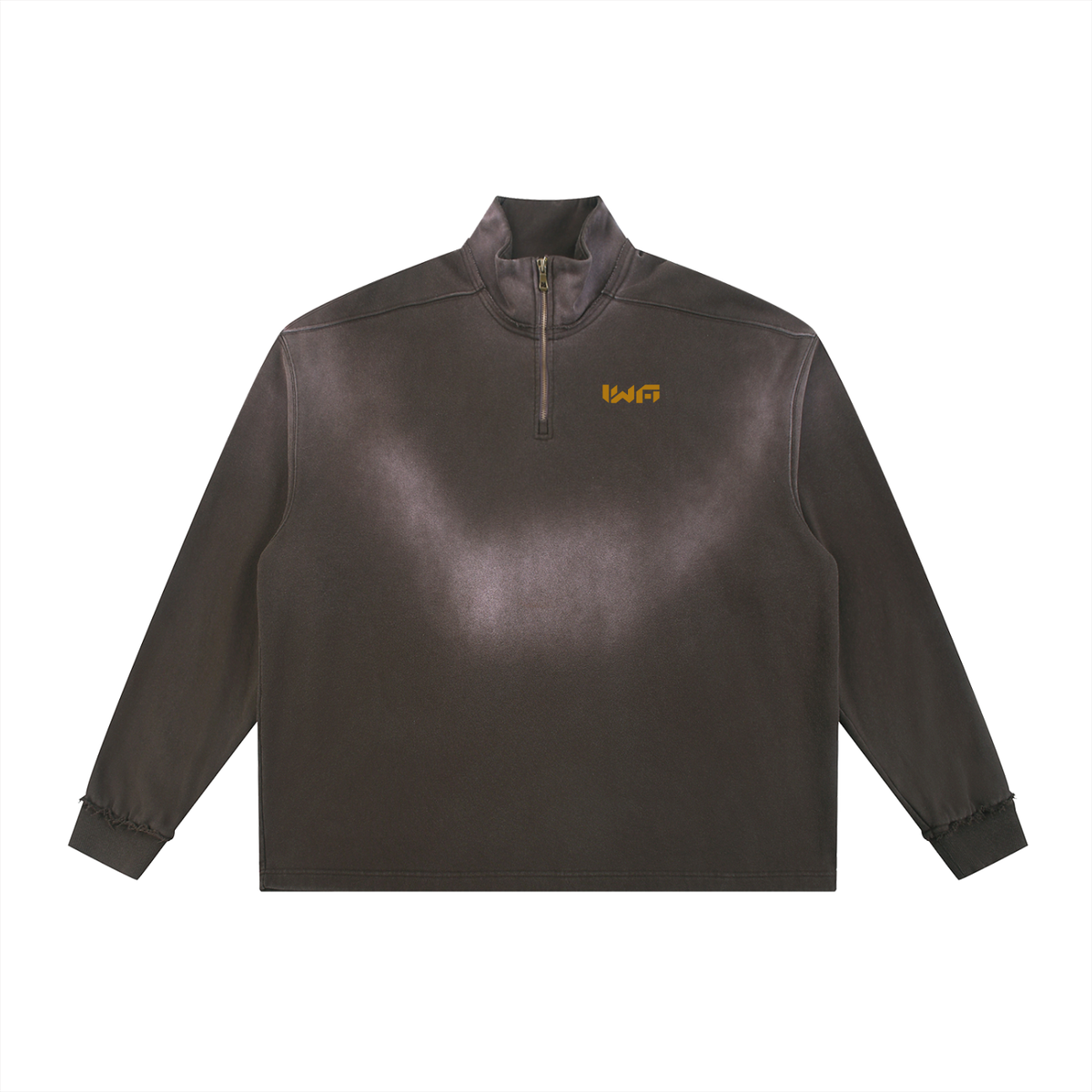 Sun Fade Raw Edge Quarter-Zip Sweatshirt
