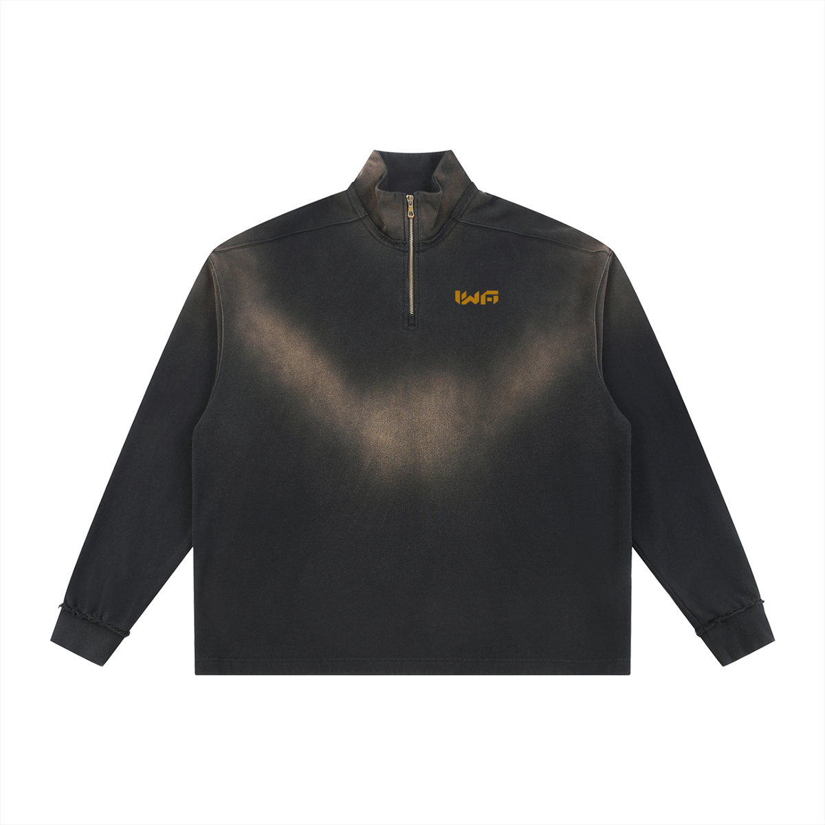Sun Fade Raw Edge Quarter-Zip Sweatshirt