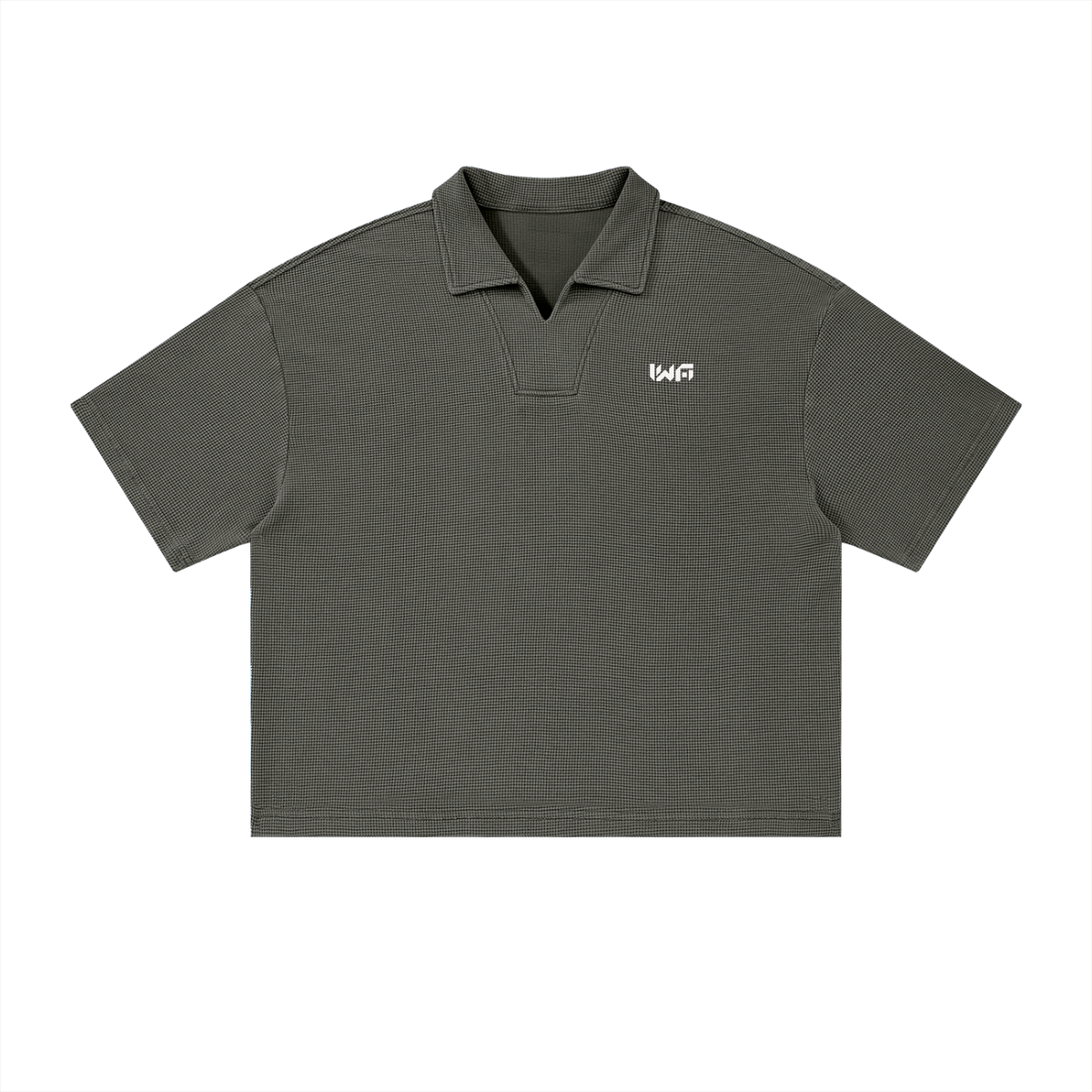 Unisex Vintage Wash Waffle Boxy Polo Shirt