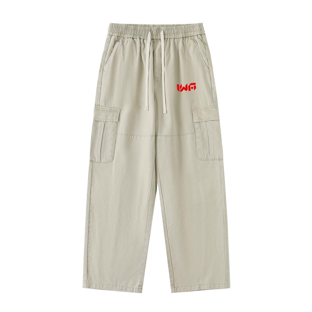 Drawstring Waist Straight-Leg Cargo Pants