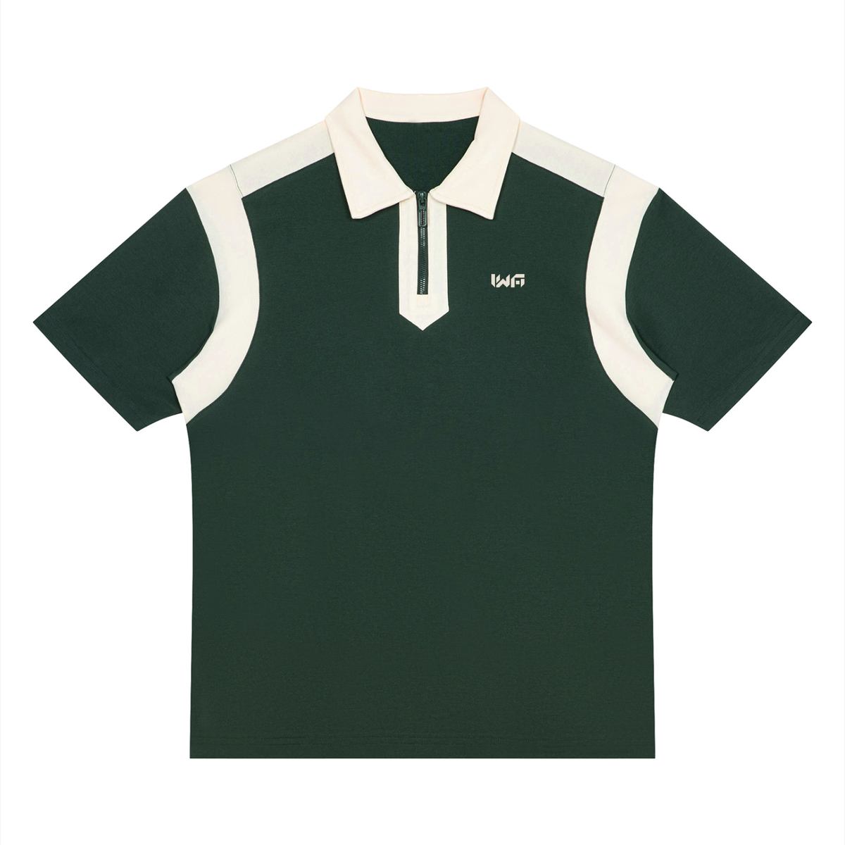 Unisex Color Block Quarter Zip Polo Shirt